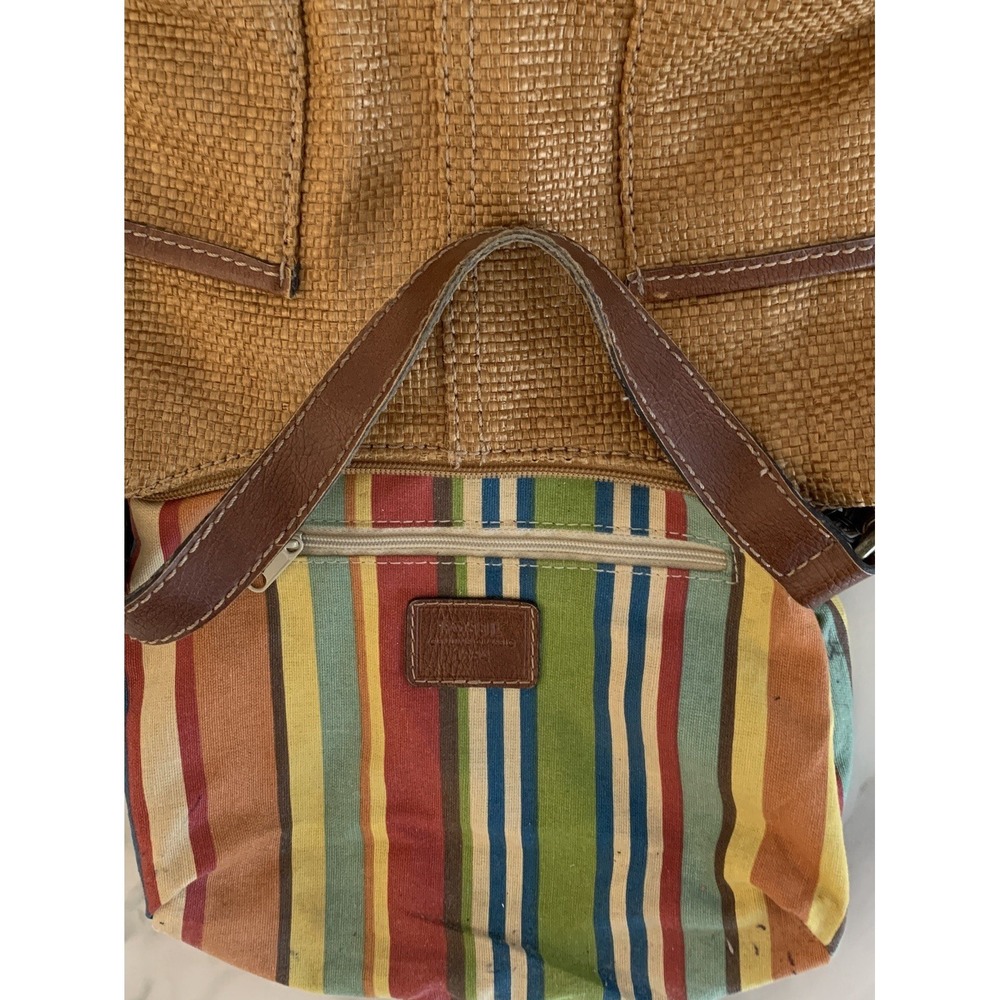 Fossil Genuine Classic 1954 Shoulder Bag Purse Brown Woven Hobo Striped Lining! - Picture 8 of 8
